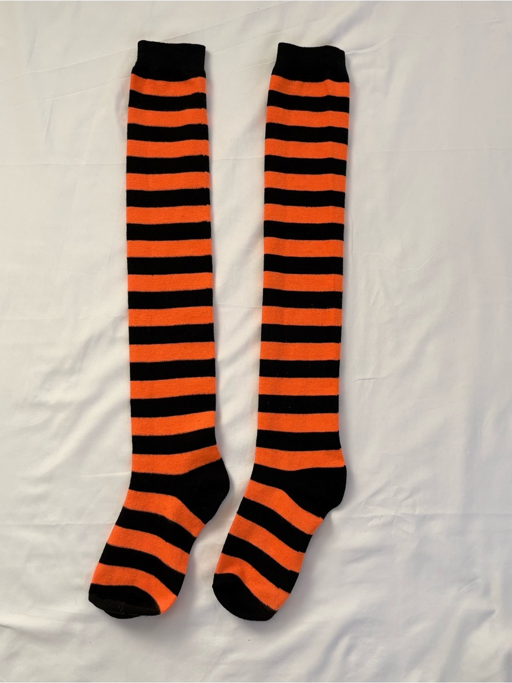 Striped Knee-High Socks in Orange & Black - Women’s Hosiery